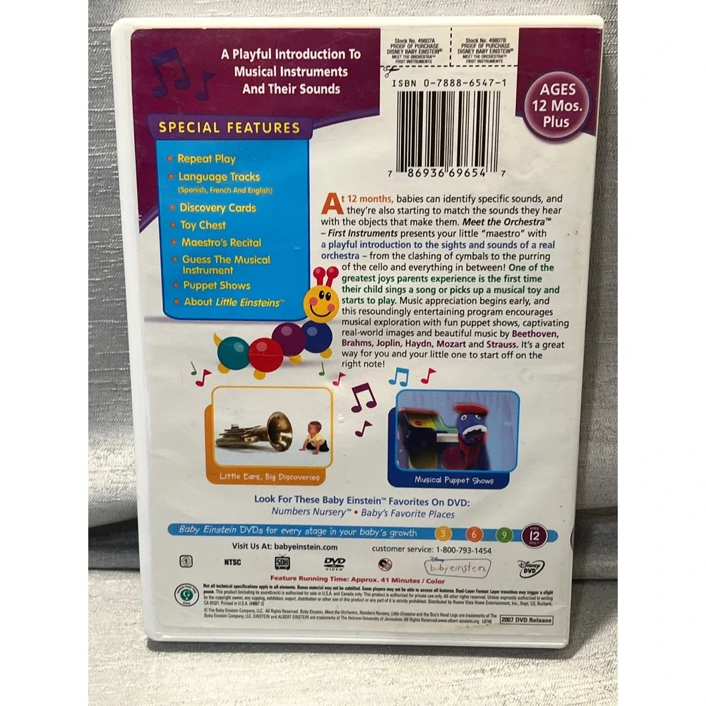 Disney Baby Einstein Meet the Orchestra First Instruments DVD Music Education - Picture 2 of 3